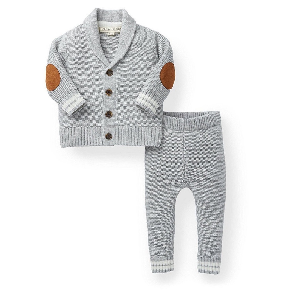 Baby Boys Organic Cotton Cardigan and Sweater Legging Set! Like new ! 0-3 m